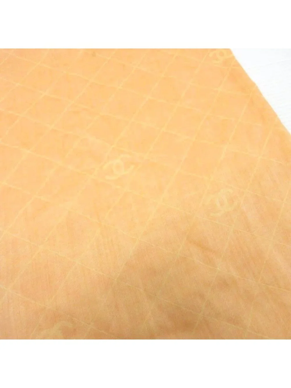 Chanel CC Logo Cashmere Shawl Scarf All Over Pattern Orange